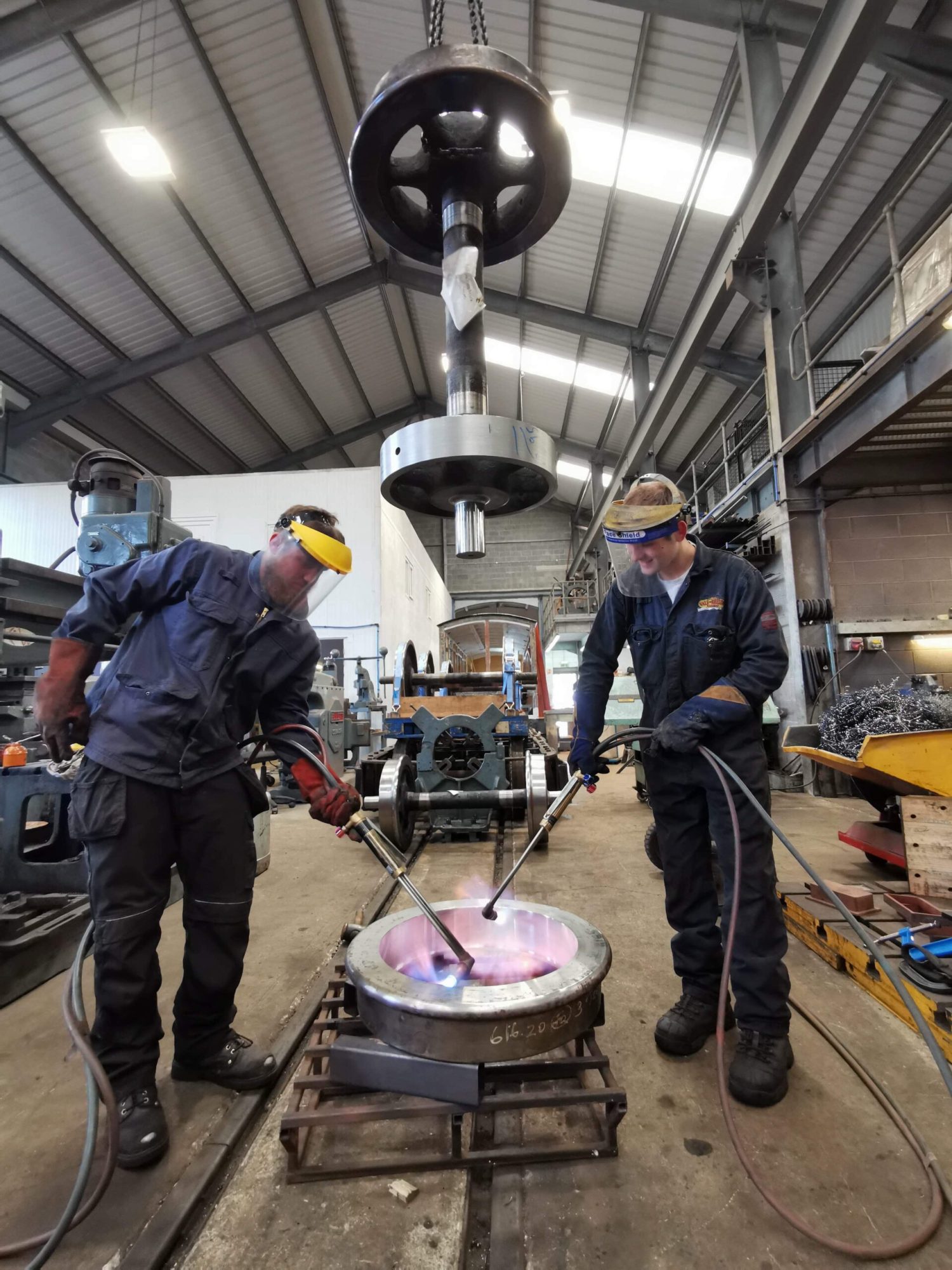 a group of people standing in a room