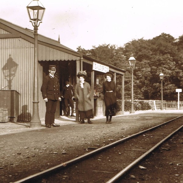 a vintage photo of a train station